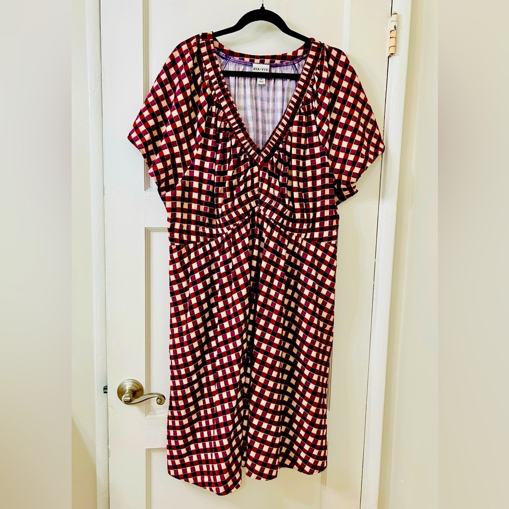 Ava & Viv Purple and Pink Plaid Dress